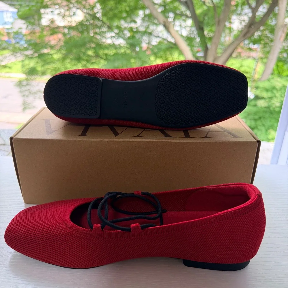 VIVAIA Miley Ruby Red Ballet Flats Women's US 6.5 / EU 37 NIB